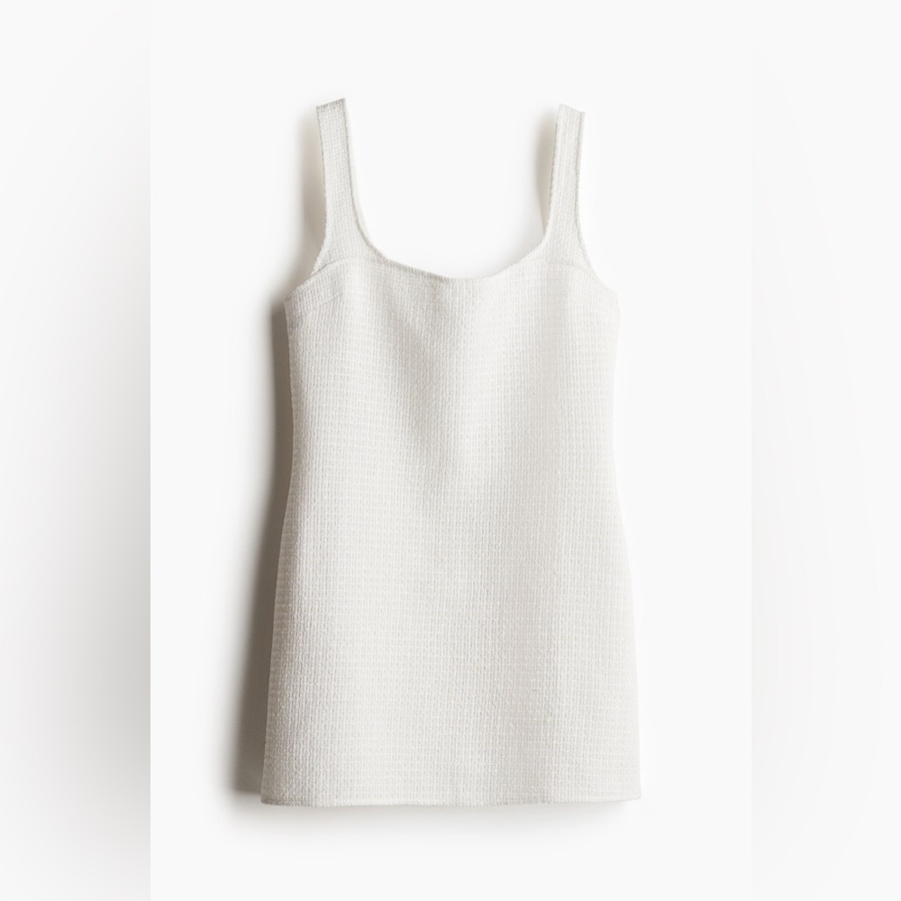H&M Divided *NWT* Textured-Weave Cream/White Sleeveless Mini Dress